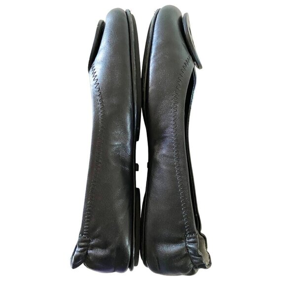 Tory Burch Minnie Travel Leather Ballet Flats 6.5 Black Logo Napa Rubber Sole - Picture 8 of 16